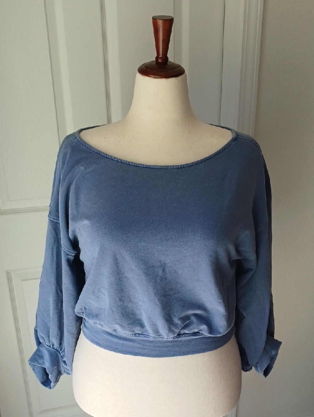 FP  Movement  Blue Balloon Sleeve Sweater Large